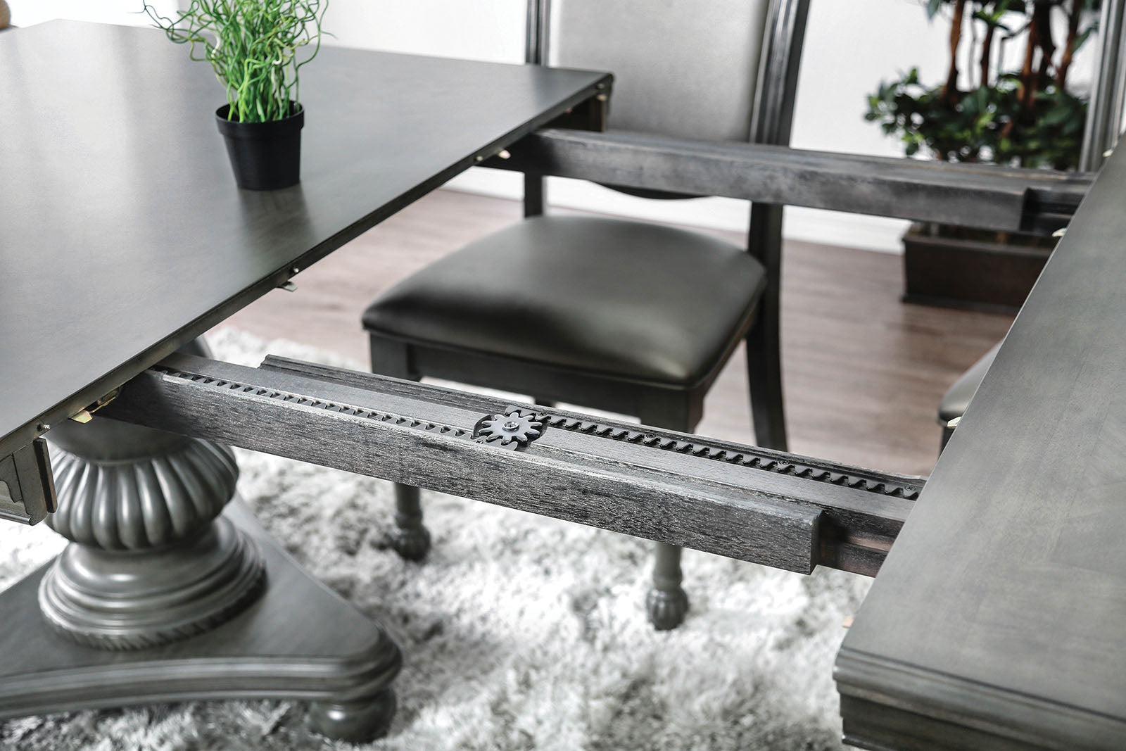 ALPENA - 9 Pc. Dining Table Set (2AC+6SC) - CM3350GY-T-9PC