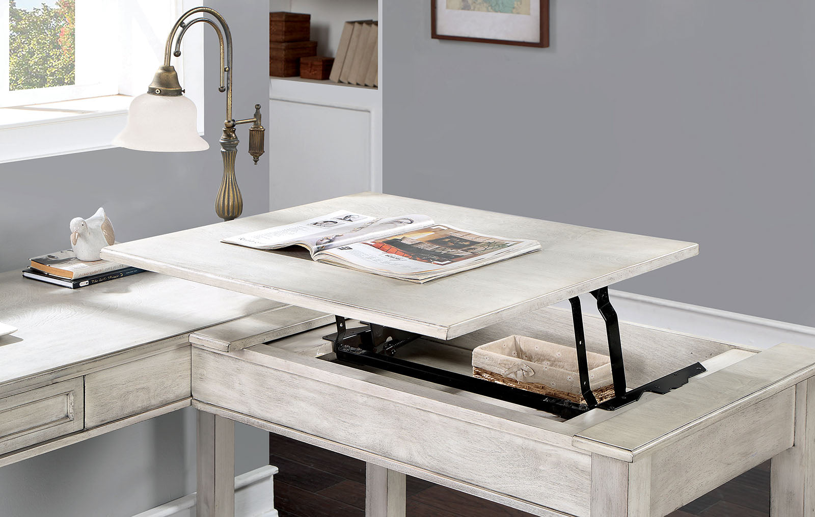 GALARGA - Lift-top Corner Desk - CM-DK418WH