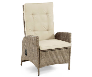 MACKAY - 2 Reclining Chairs + 2 Ottomans, Beige/Natural Teak - GM-2002-4PC