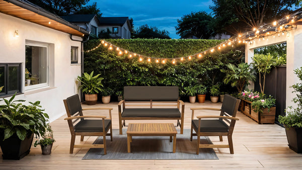 HANA - 4 Pc. Patio Set, Brown/Natural - GM-1020BR-4PK