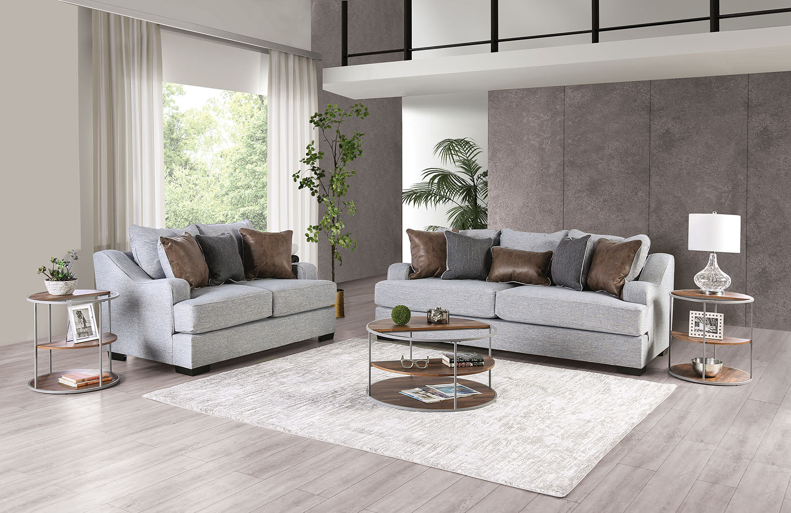 SKYLINE - Loveseat, Light Gray/Brown - SM1211-LV