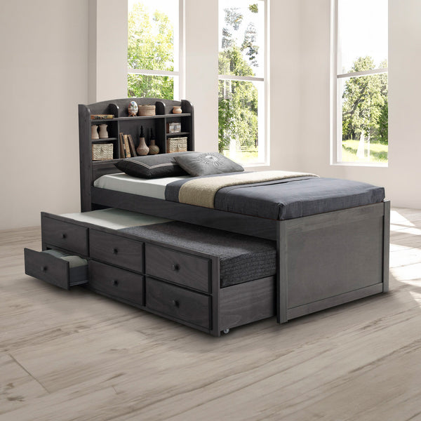 TROUTDALE - Twin Captain Bed, Stain Gray - FM7106GY-T-BED