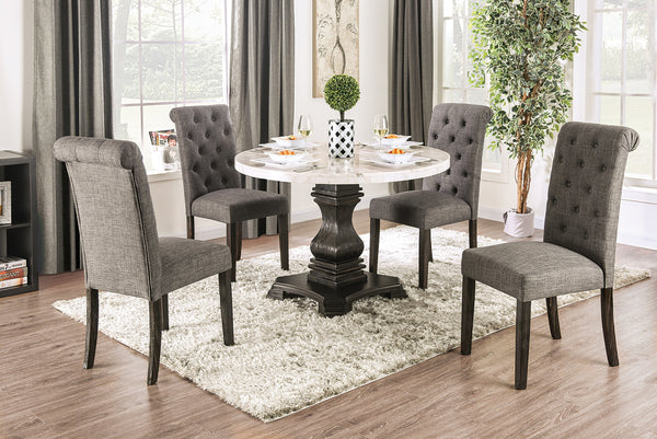 ELFREDO - 5 Pc. Round Dining Table Set - CM3755RT-5PC-GY