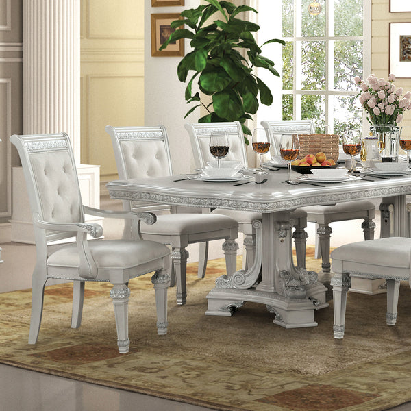 STELLA MIA - 9 Pc. Dining Table Set (2AC+6SC) - FM31000WH-T-9PC