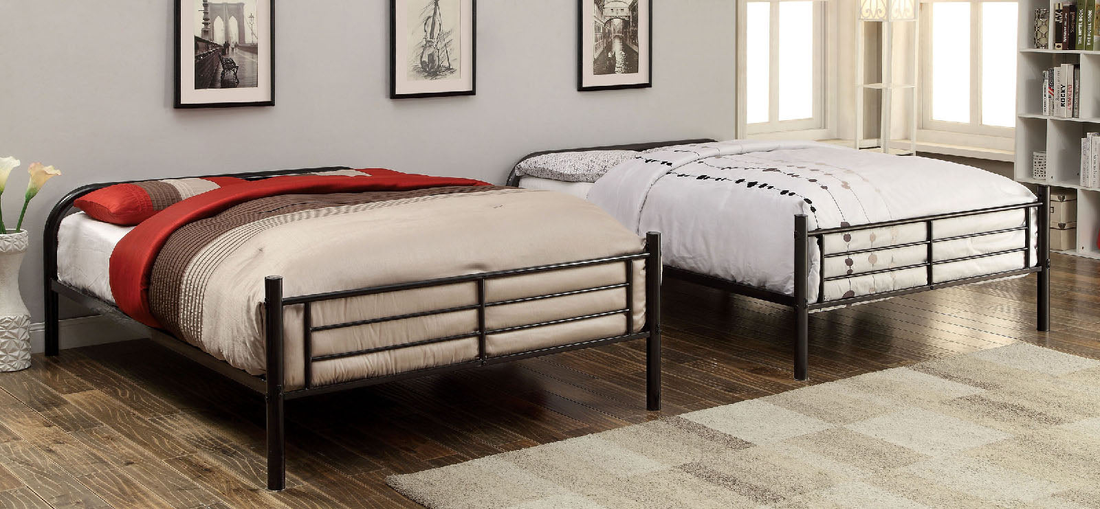BROCKET - Metal Full/Full Bunk Bed - CM-BK1035F-BK-BED