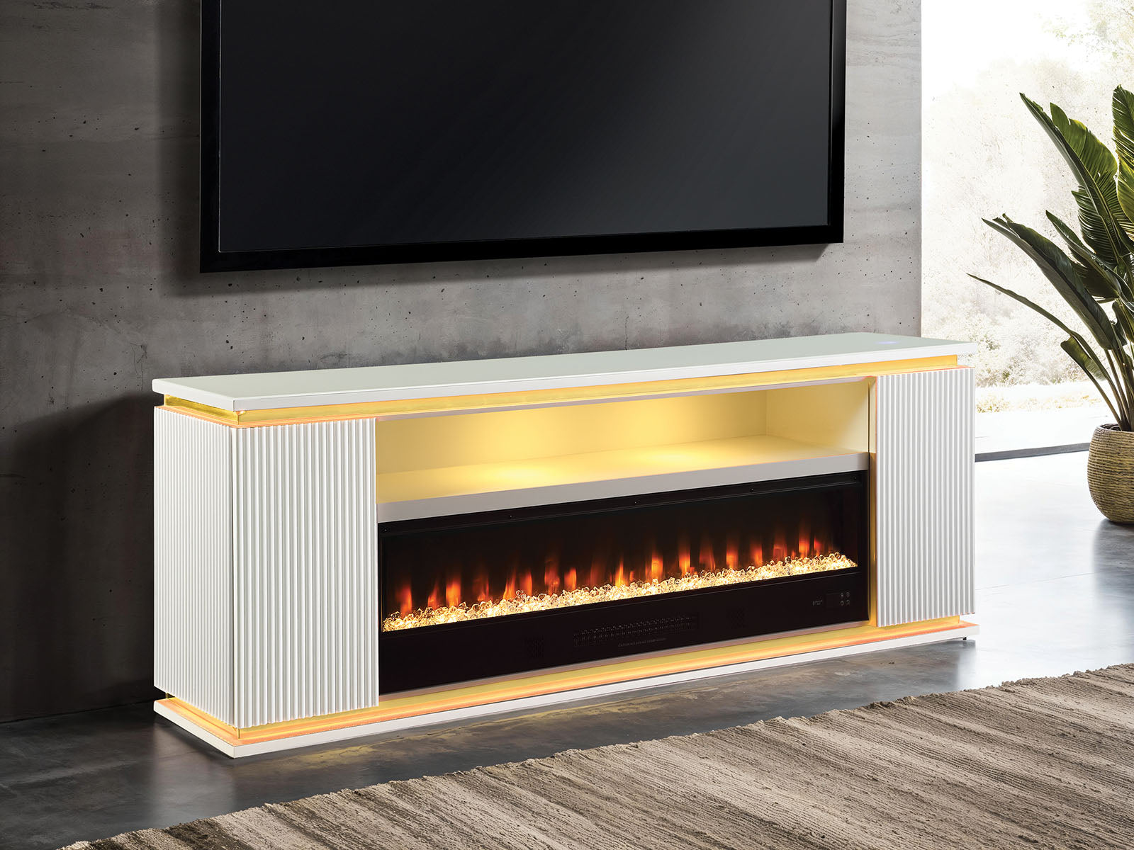 MEDEA - 71" TV Stand w/ Electric Fireplace - FM-AC8011WH-TV