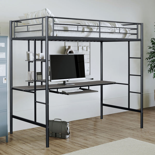 TYMON - Twin Loft Bed (K/D), Black - FM-BK907BK-T