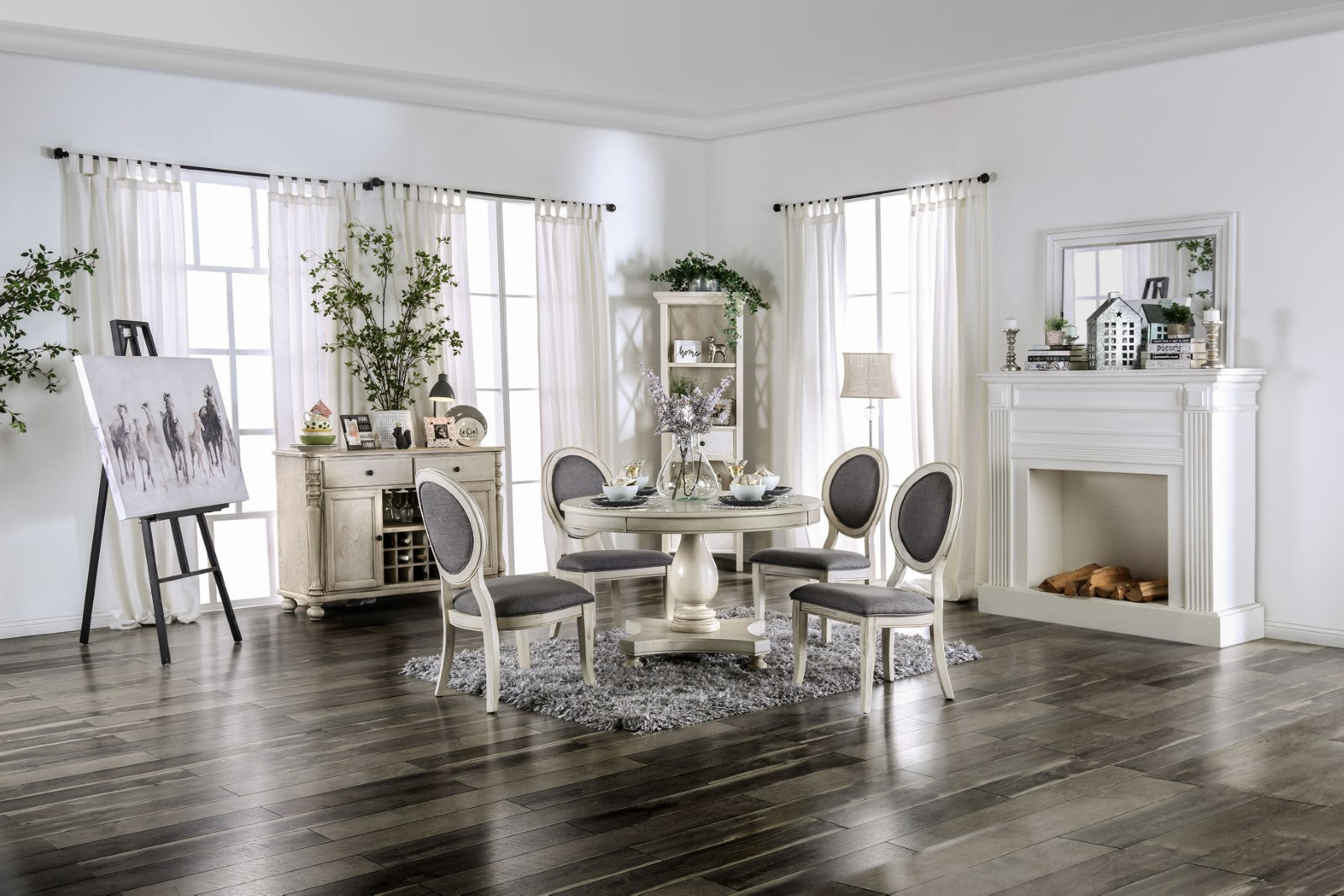 KATHRYN - 5 Pc. Round Dining Table Set - CM3872WH-RT-5PC
