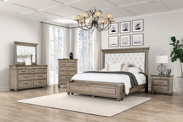 PHILOMATH - Queen Bed, Aged Oak - FM7430BR-Q-BED