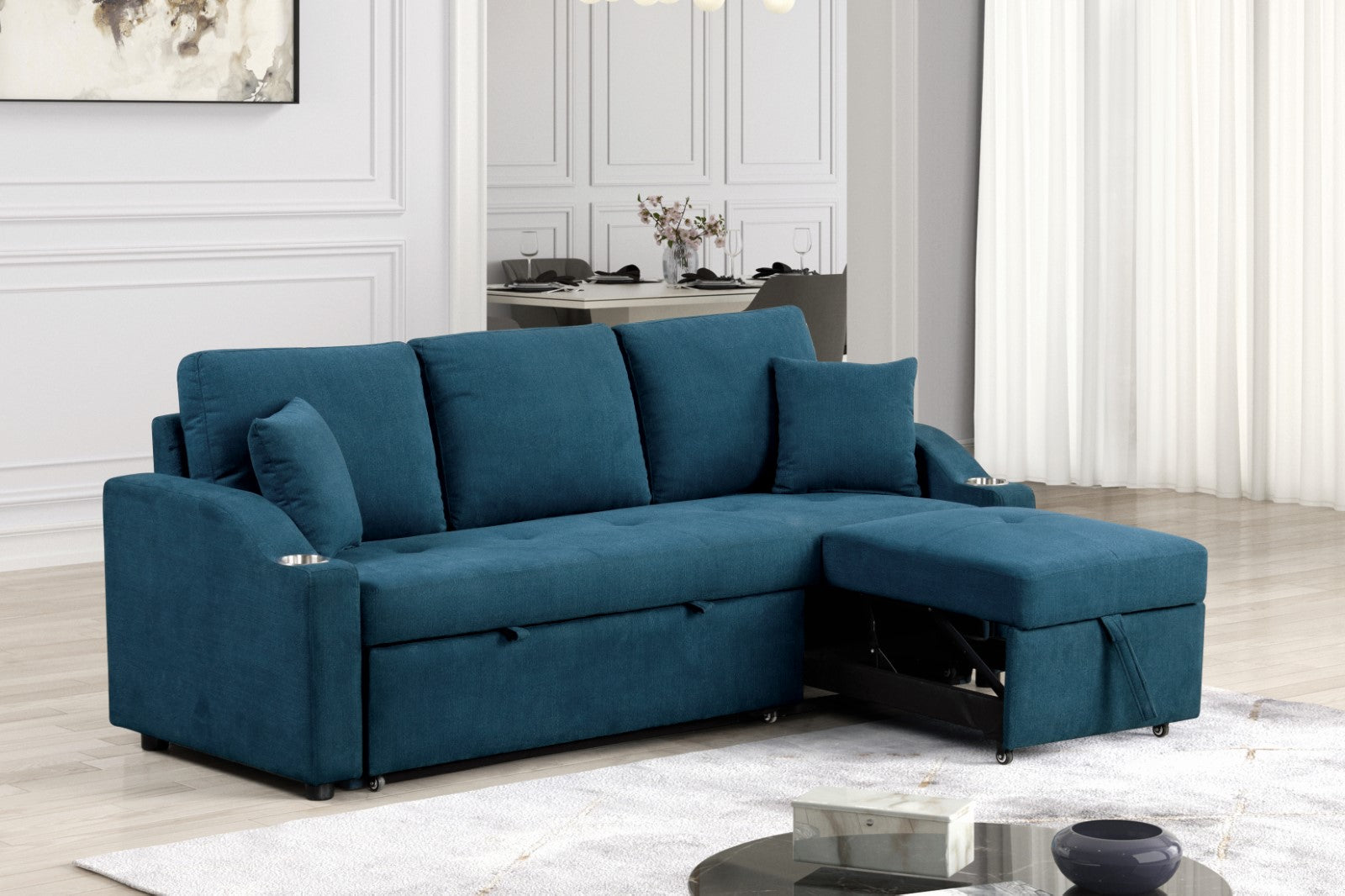 ROYDEN - Sleeper Sofa w/ Cupholder - FM6963BL-PK