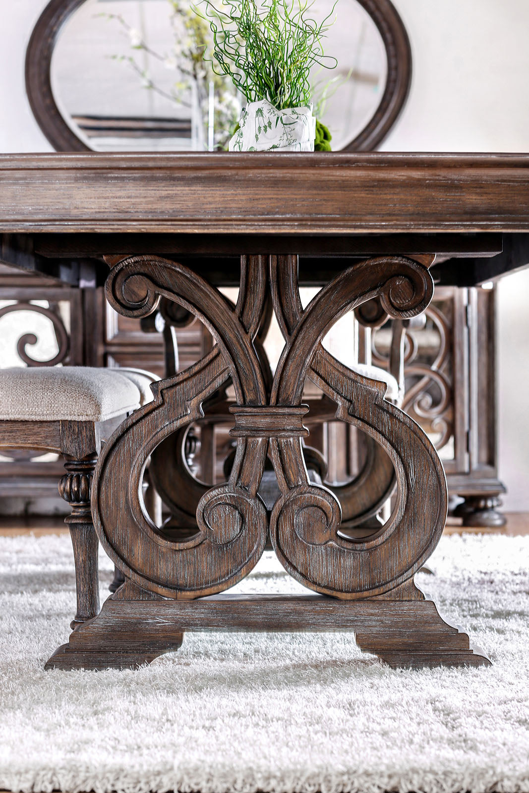 ARCADIA - 7 Pc. Dining Table Set (2AC+6SC) - CM3150T-9PC