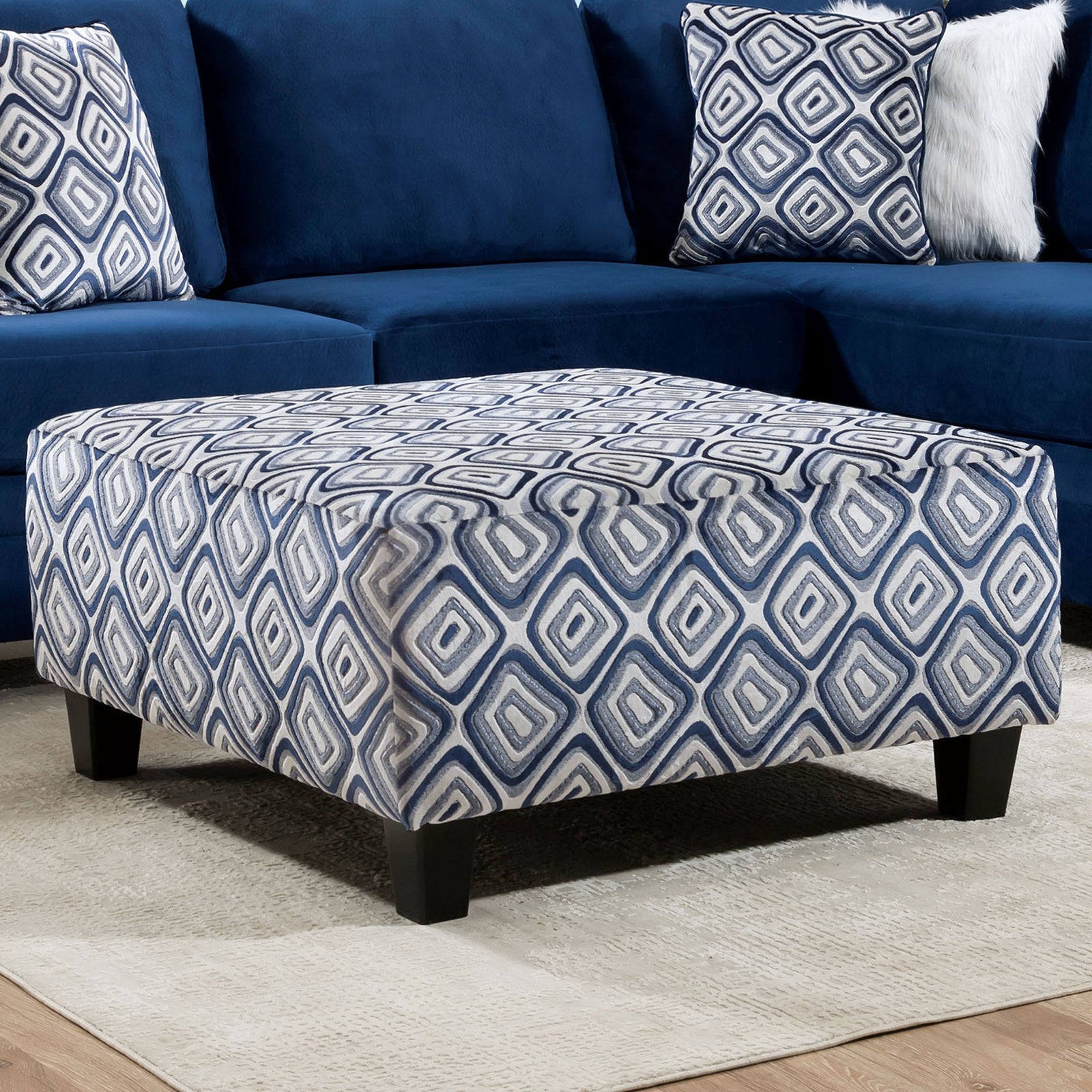 WALDPORT - Ottoman, Navy/White - SM5175-OT