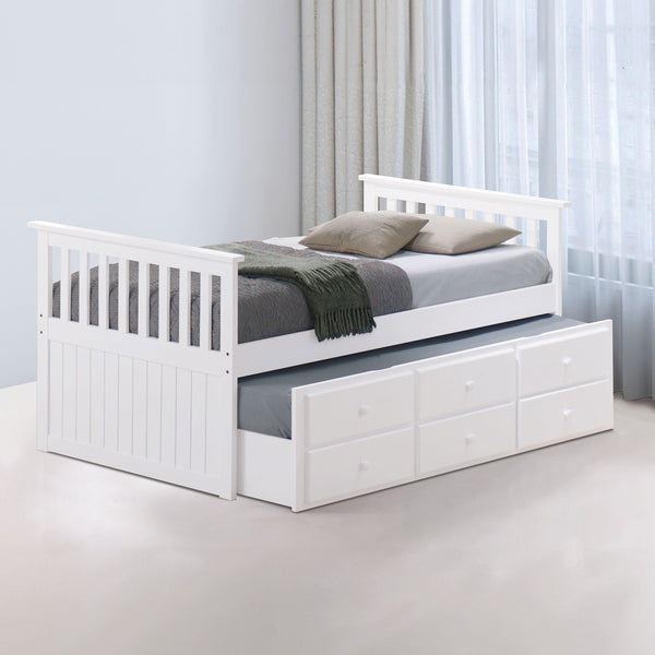 CLEMENS - Twin Captain Bed, White - FM-BK101WH-BED