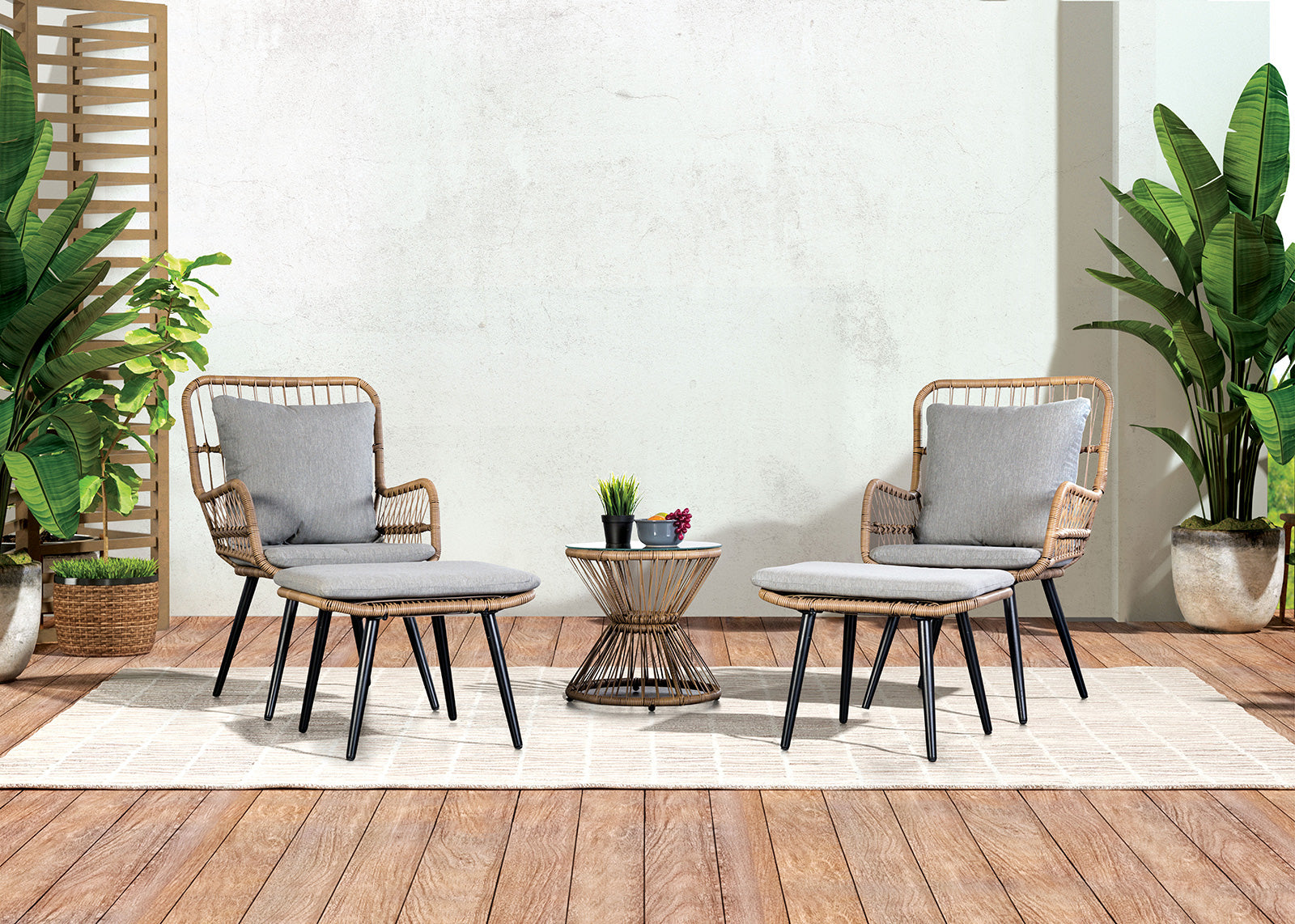 CHANDU - 5 Pc. Conversation Set, Natural - LA-A021NT-5PK