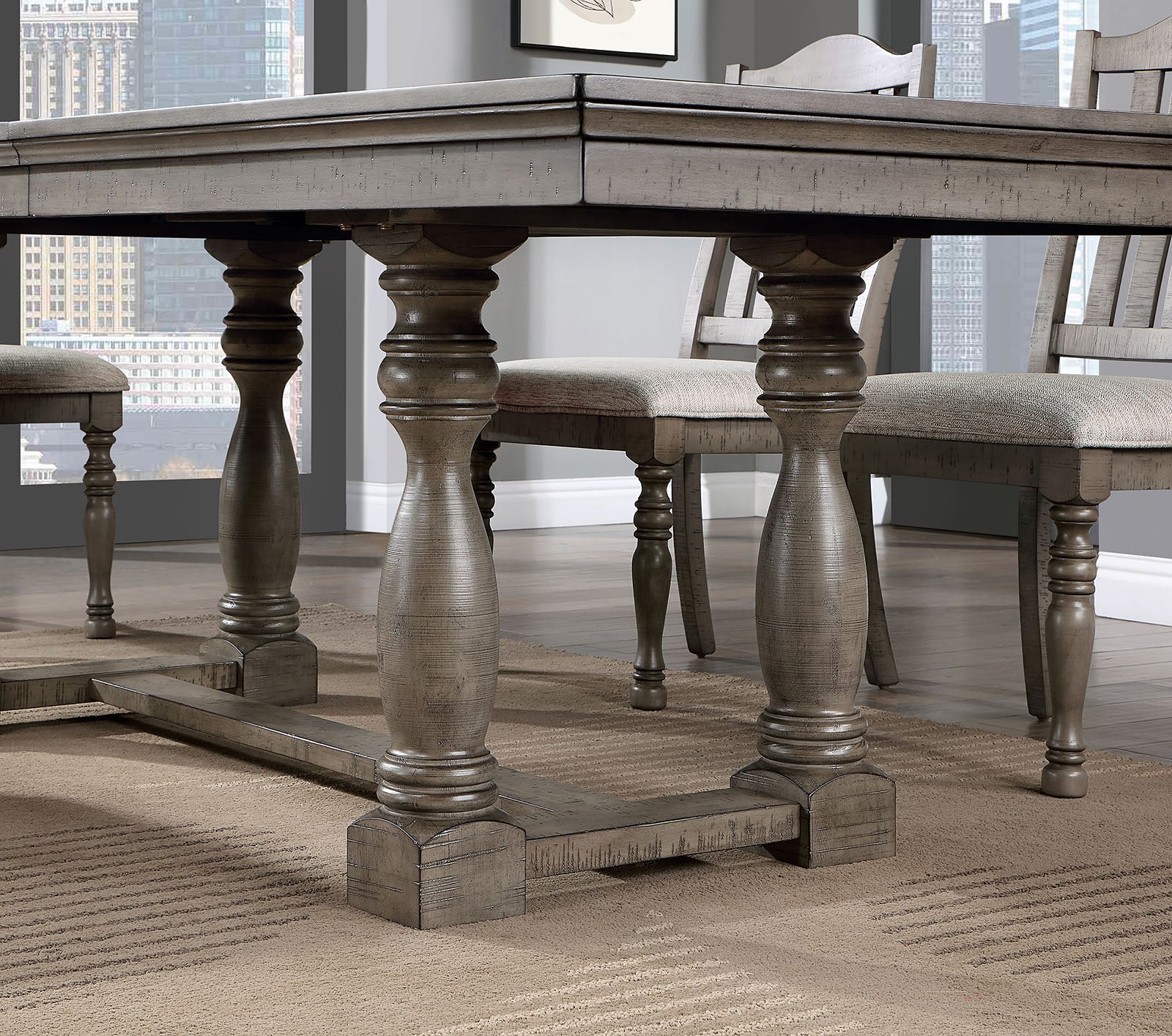 NEWCASTLE - 7 Pc. Dining Table Set - CM3254GY-T-7PC