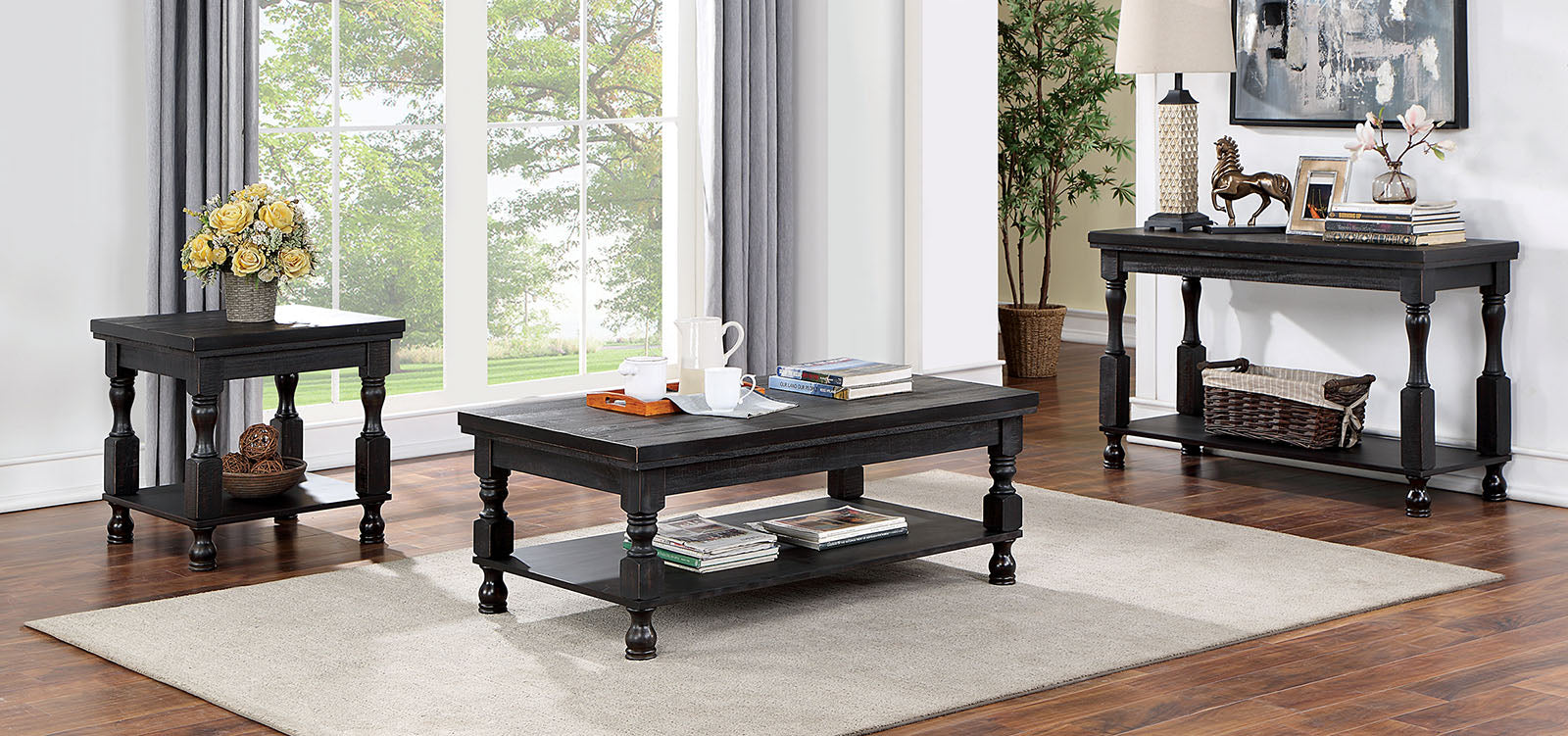 CALANDRA - Coffee Table, Antique Black - FOA4908BK-C