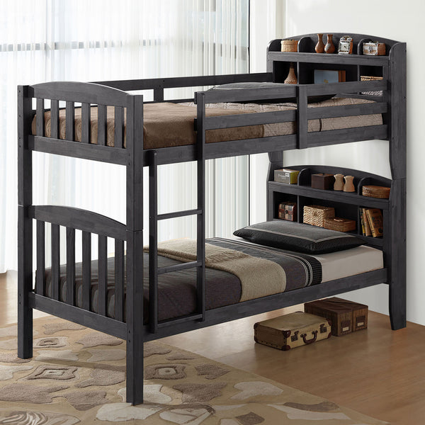 STUTSMAN - Twin/Twin Bunk Bed, Stain Gray - FM-BK106GY-T-BED