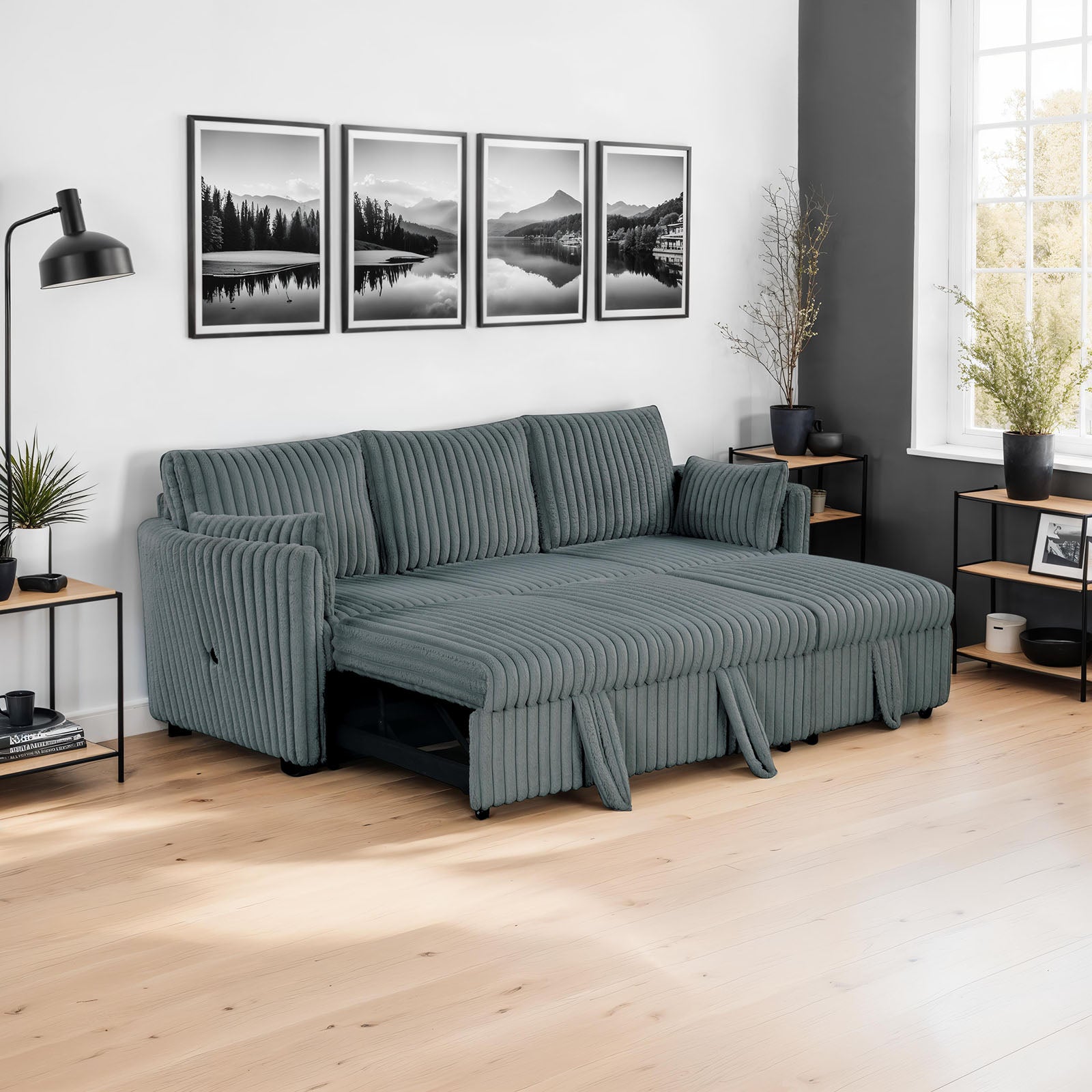 DENHOLME - Sectional w/ Pull Out - SL64002DG-SF-PK