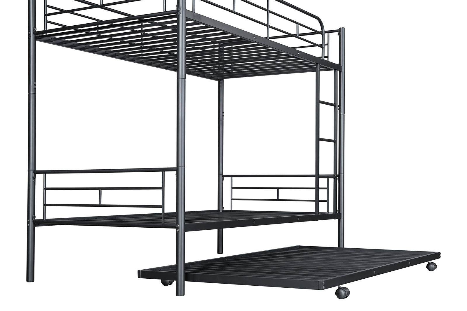PHILOTUS - Twin/Twin Bunk Bed (K/D) + Trundle, Black - FM-BK906BK-TT