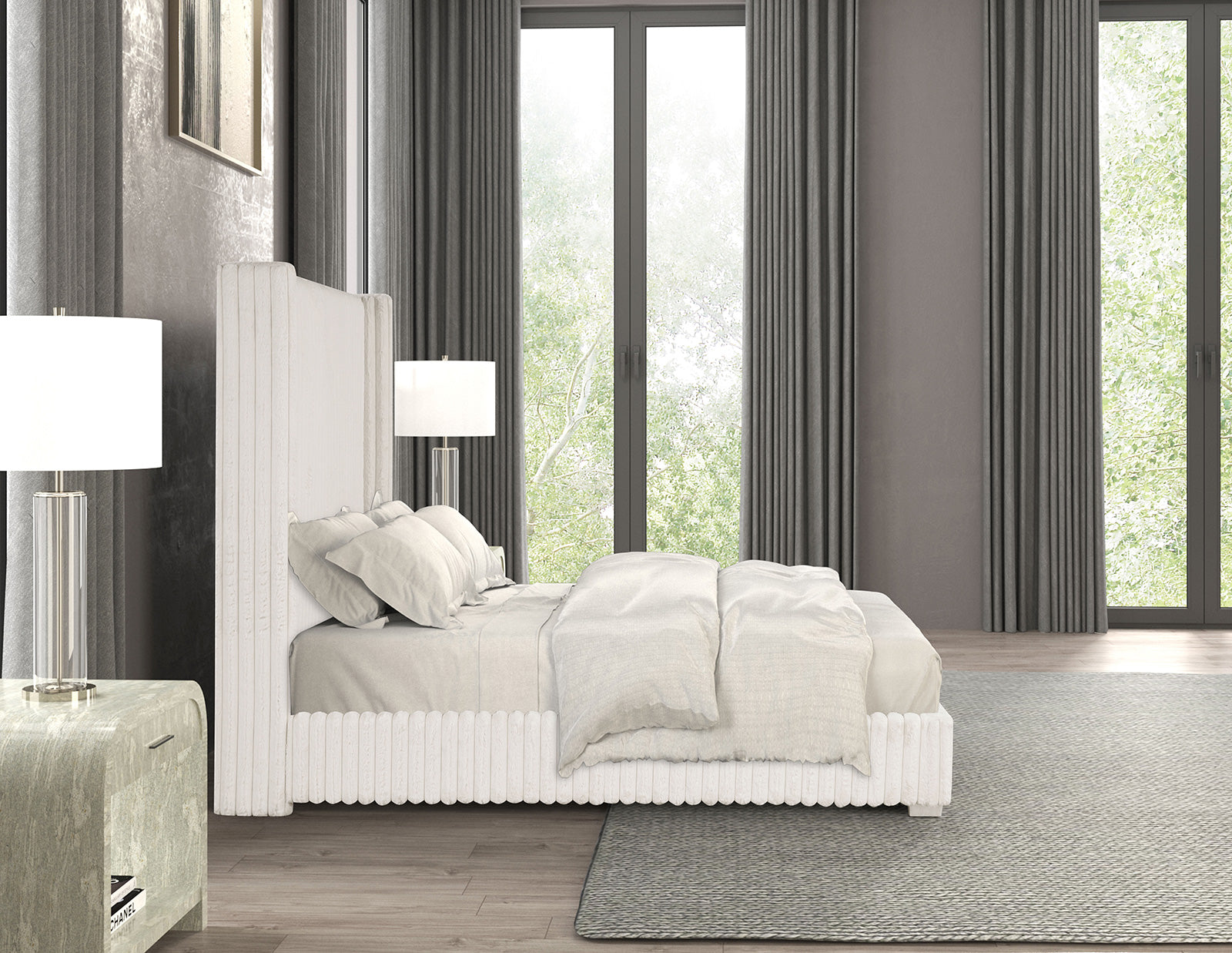CADWELL - E.King Bed, White - FM7120WH-EK