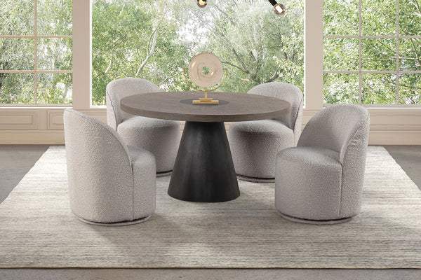BROAGER - 5 Pc. Round Dining Table Set - FM3331DB-RT-5PC-01LG