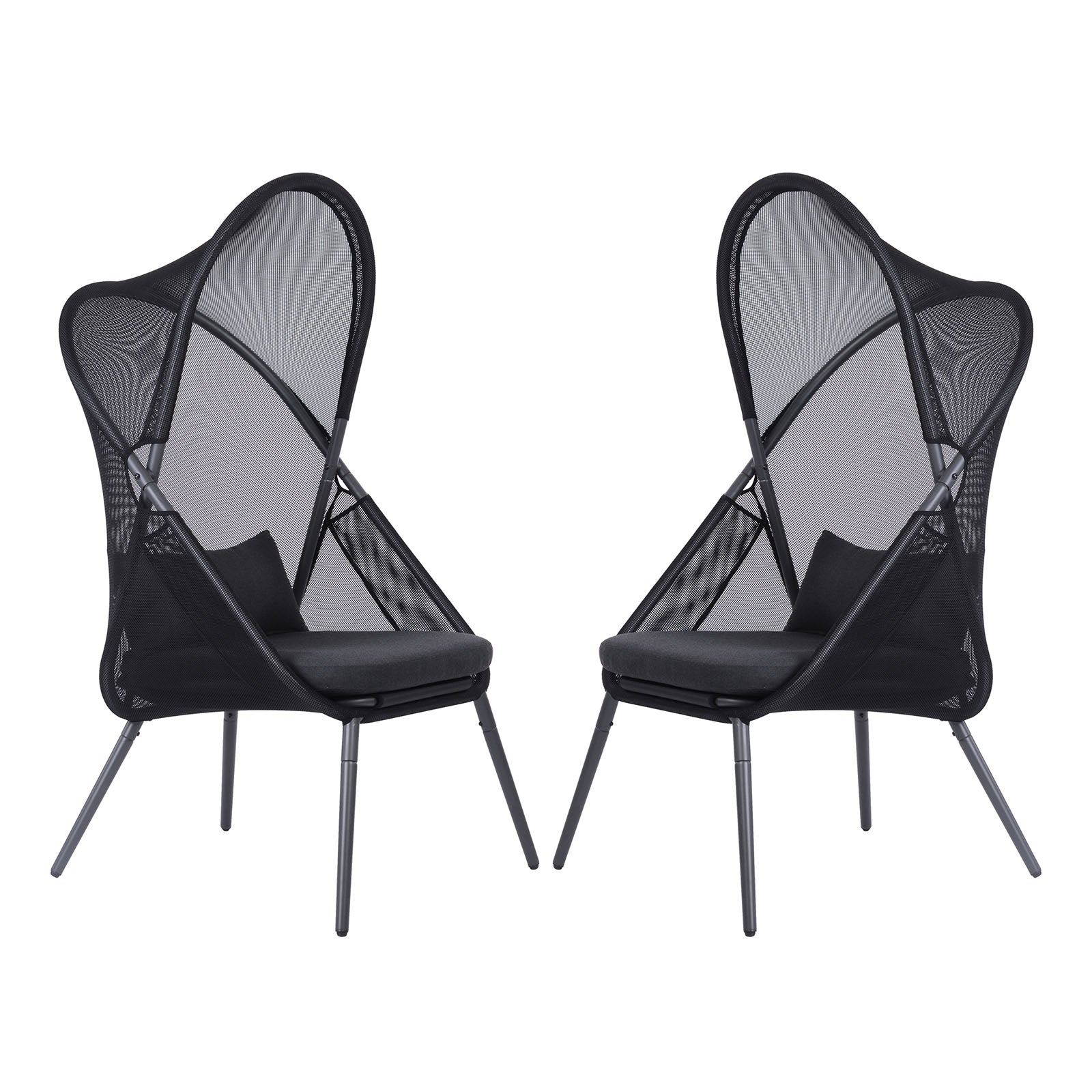 ALVERTA - Foldable Chair, Black - GM-1014BK-2PK