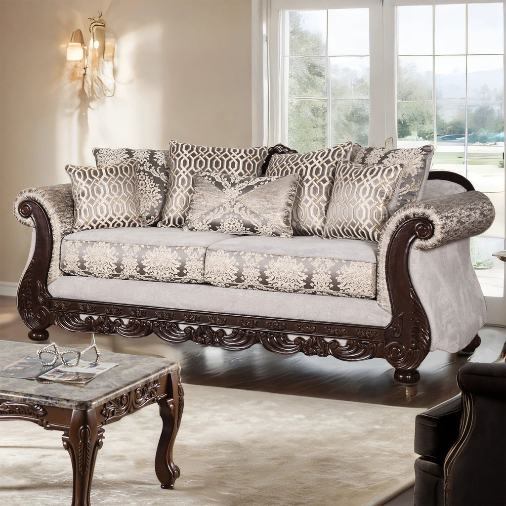 CATALONIA - Sofa, Beige/Dark Cherry - SM6451-SF