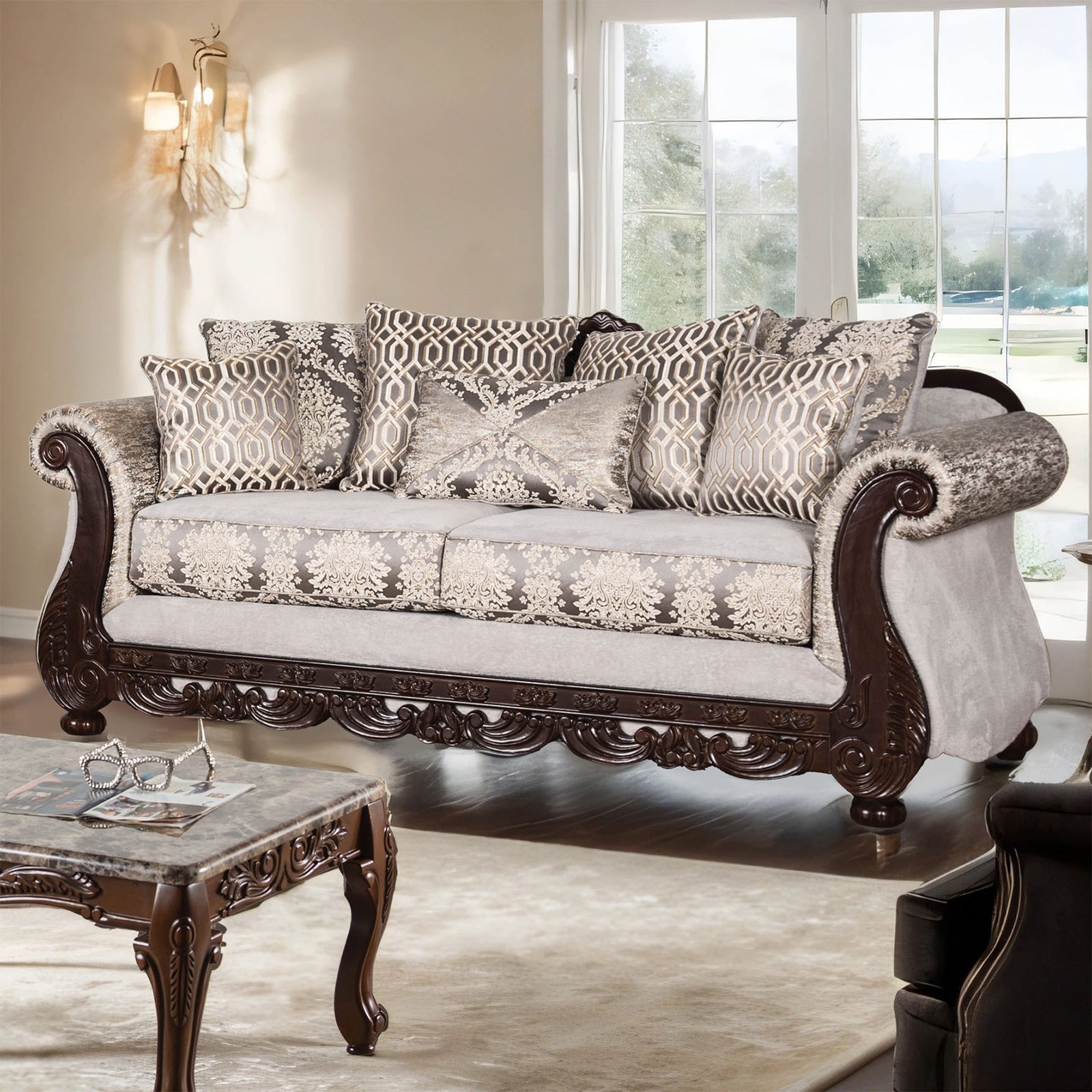 CATALONIA - Sofa, Beige/Dark Cherry - SM6451-SF