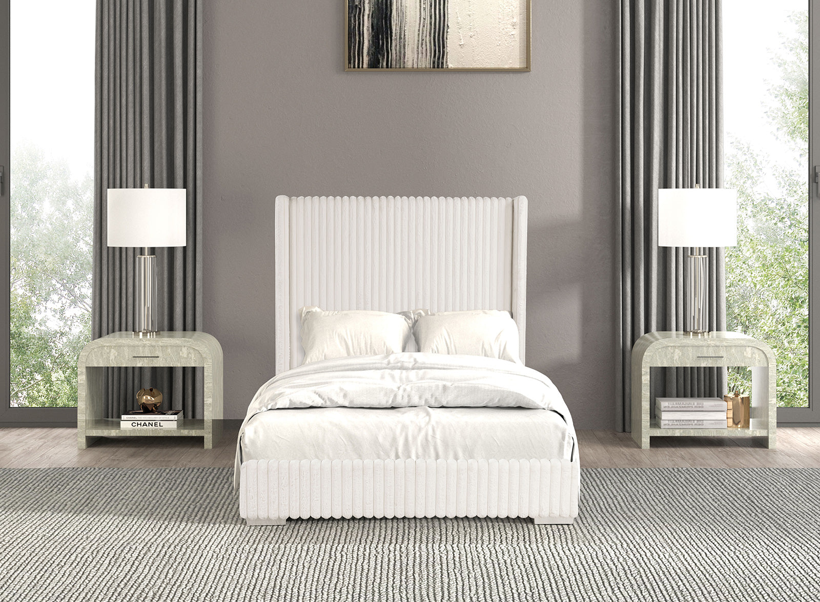 CADWELL - E.King Bed, White - FM7120WH-EK