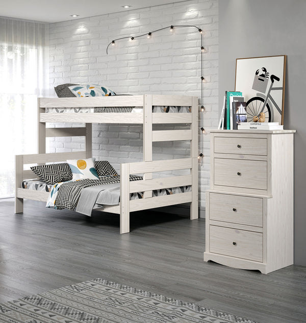 DAMARIS - Twin/Full Bunk Bed - AM-BK306WH-BED