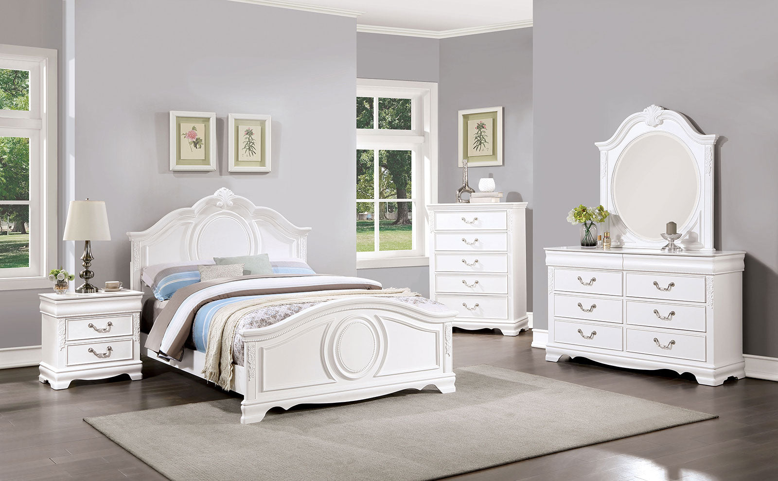ALECIA - 4 Pc. Full Bedroom Set - CM7458WH-F-4PC