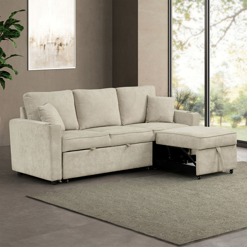 KENDAL - Sleeper Sofa Sectional w/ Cupholder - FM6965BG-SF-PK