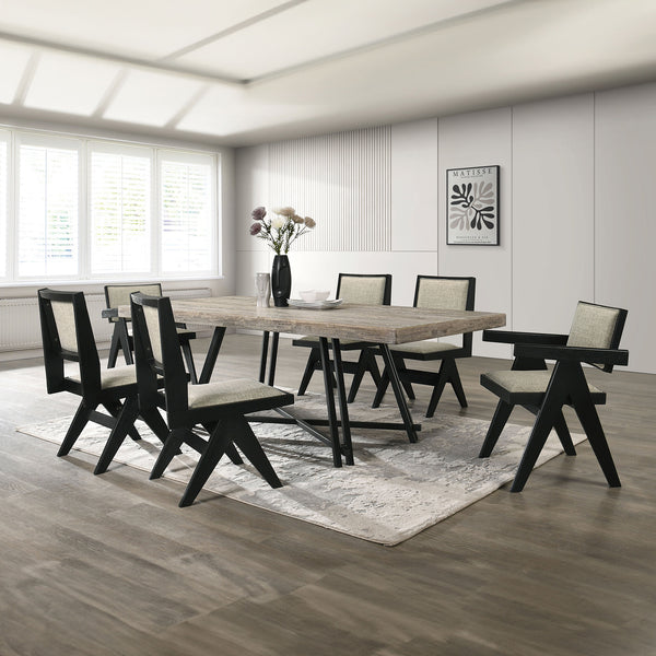 TOTTENHAM - 7 Pc. Dining Table Set (2AC+4SC) - FM3222BK-T-7PC