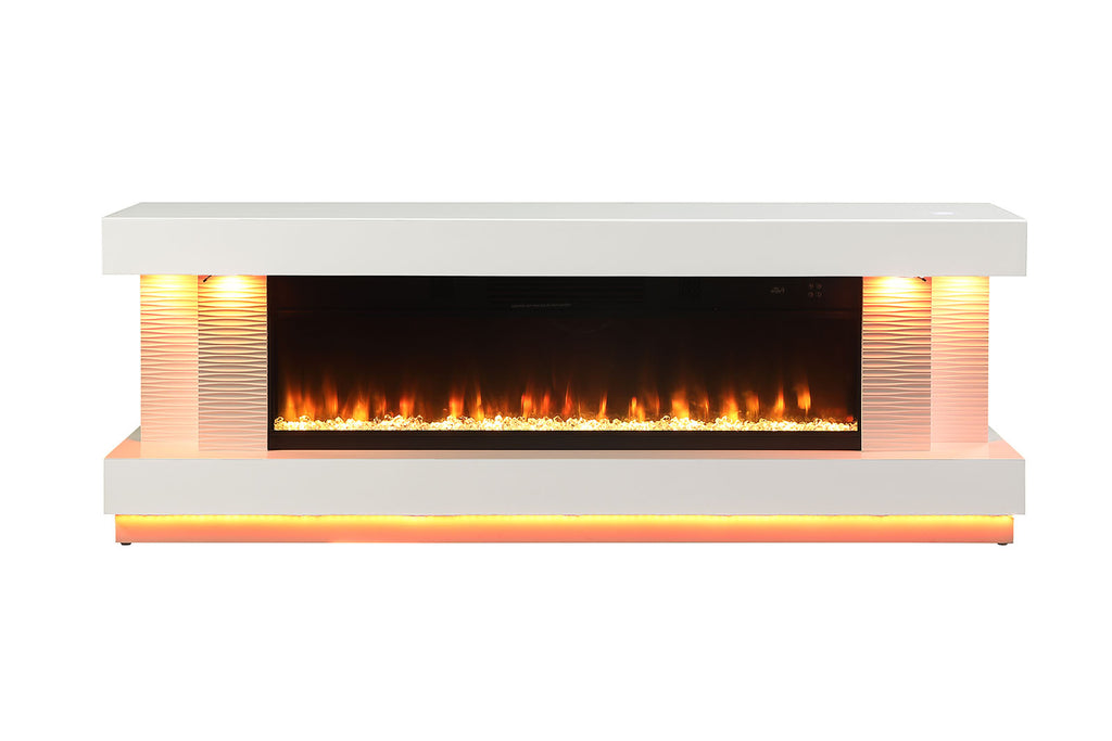 PESEUX - 71" TV Stand w/ Electric Fireplace - FM-AC8009WH-TV
