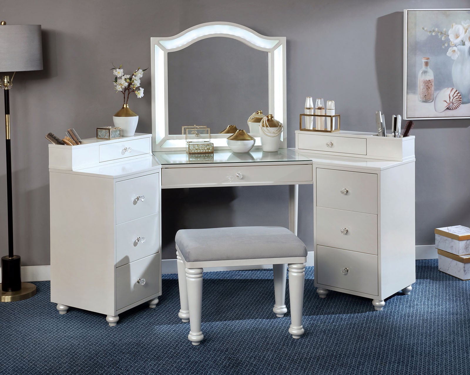 TRACIE - Vanity Set, Luminous White - FOA-DK5686WH-PK