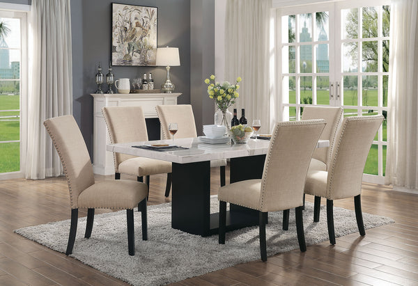 KIAN I - 7 Pc. Dining Table Set (Beige Chairs) - CM3744T-7PC-BG