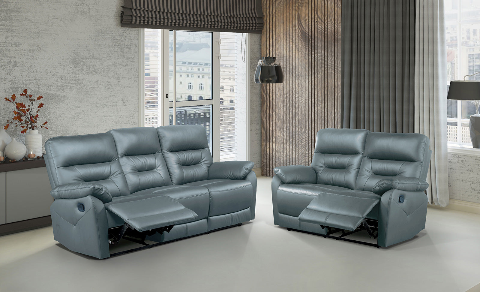MICAELIS - Sofa + Loveseat Manual - FM69007BL-M-2PC