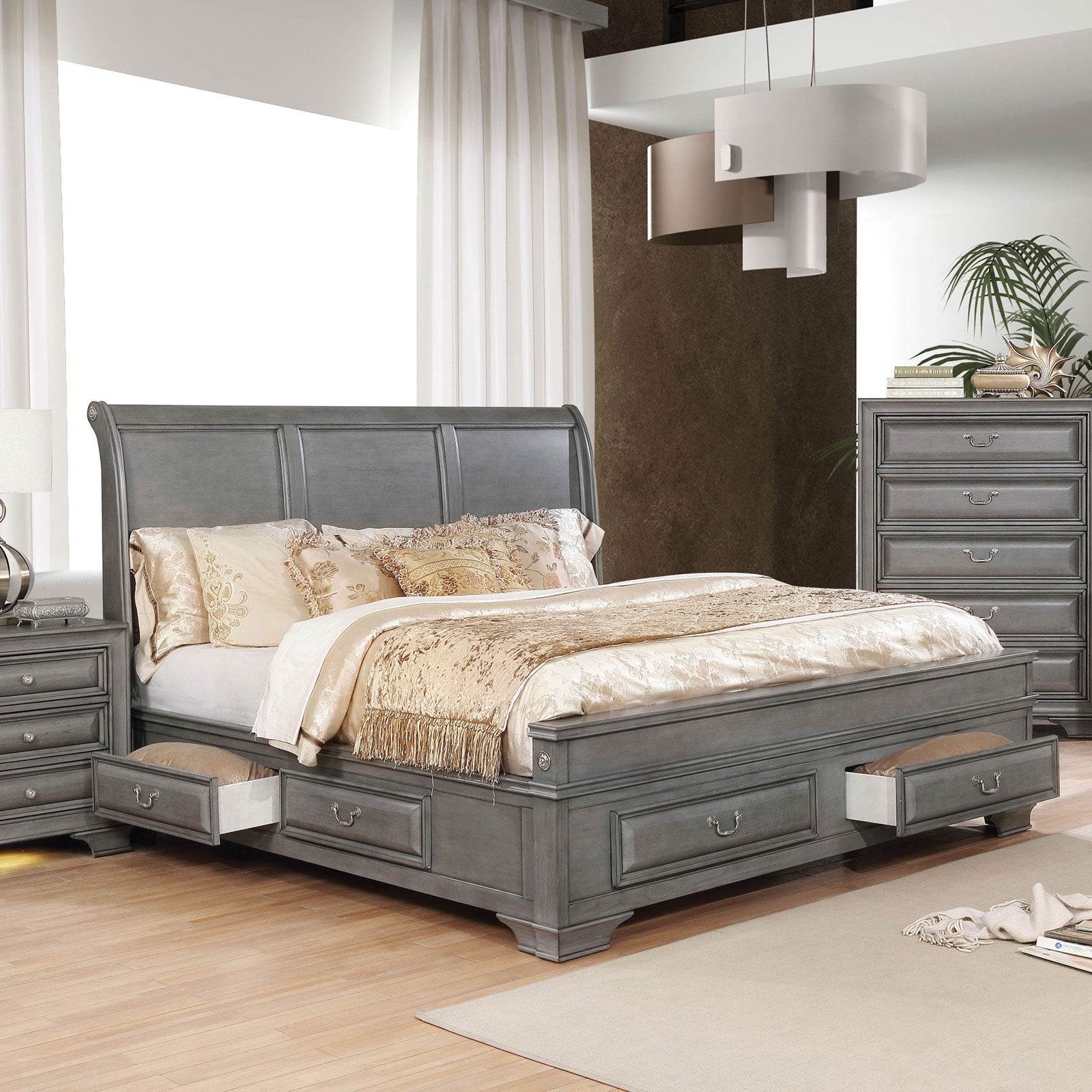 BRANDT - 4 Pc. Queen Bedroom Set - CM7302GY-Q-4PC