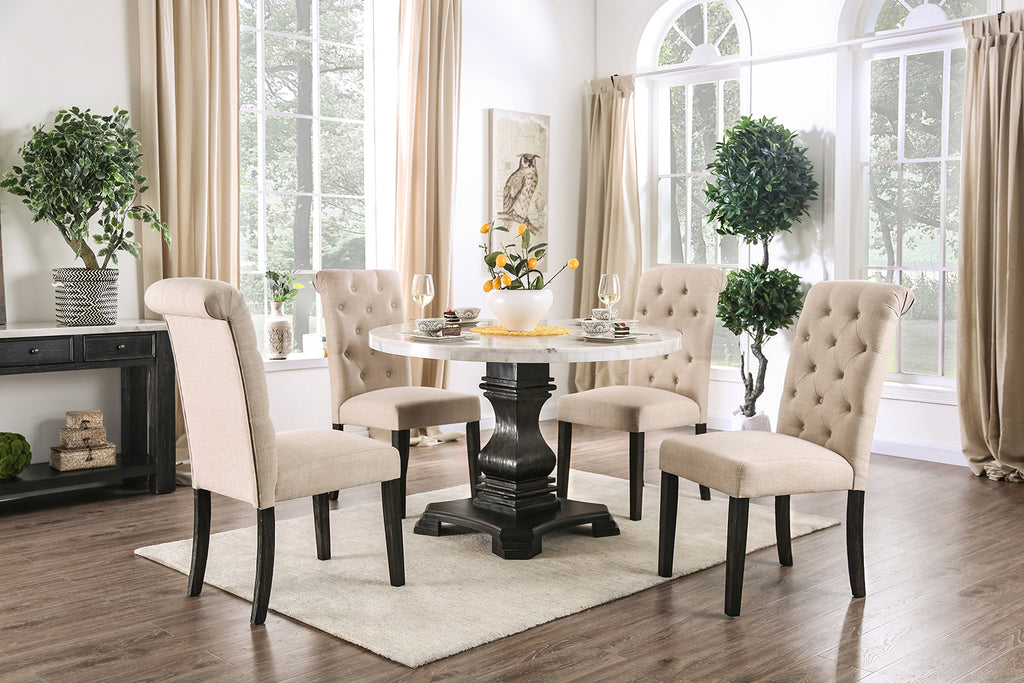 ELFREDO - 5 Pc. Round Dining Table Set - CM3755RT-5PC-GY