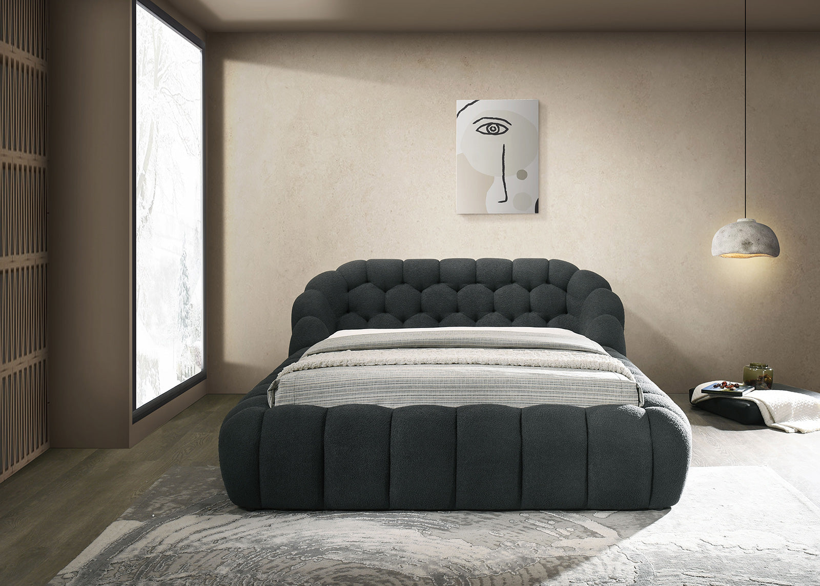 NEWQUAY - Queen Bed, Charcoal - FM7260BK-Q-BED
