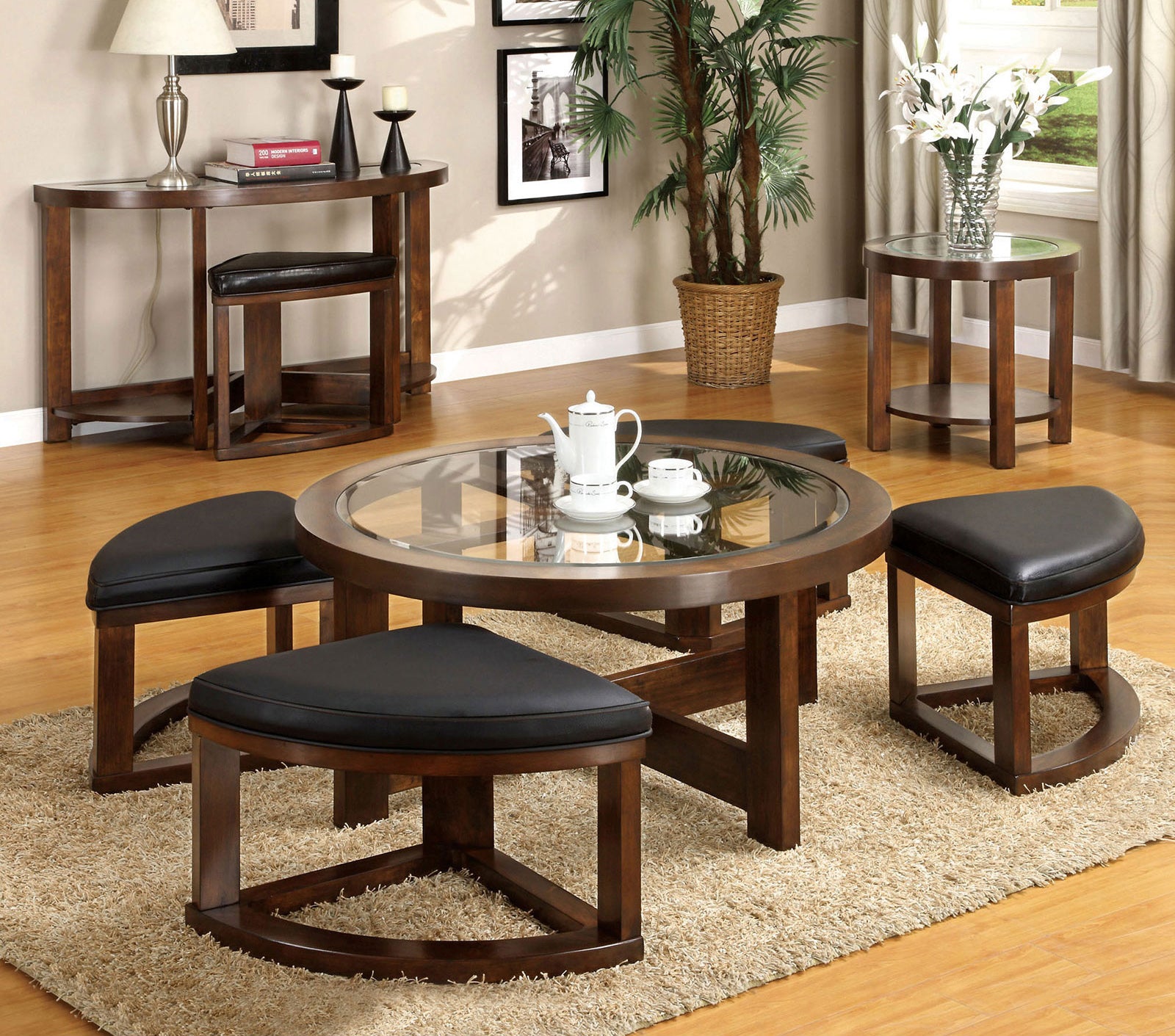 CRYSTAL COVE II - Round Coffee Table w/ 4 Stools - CM4321C