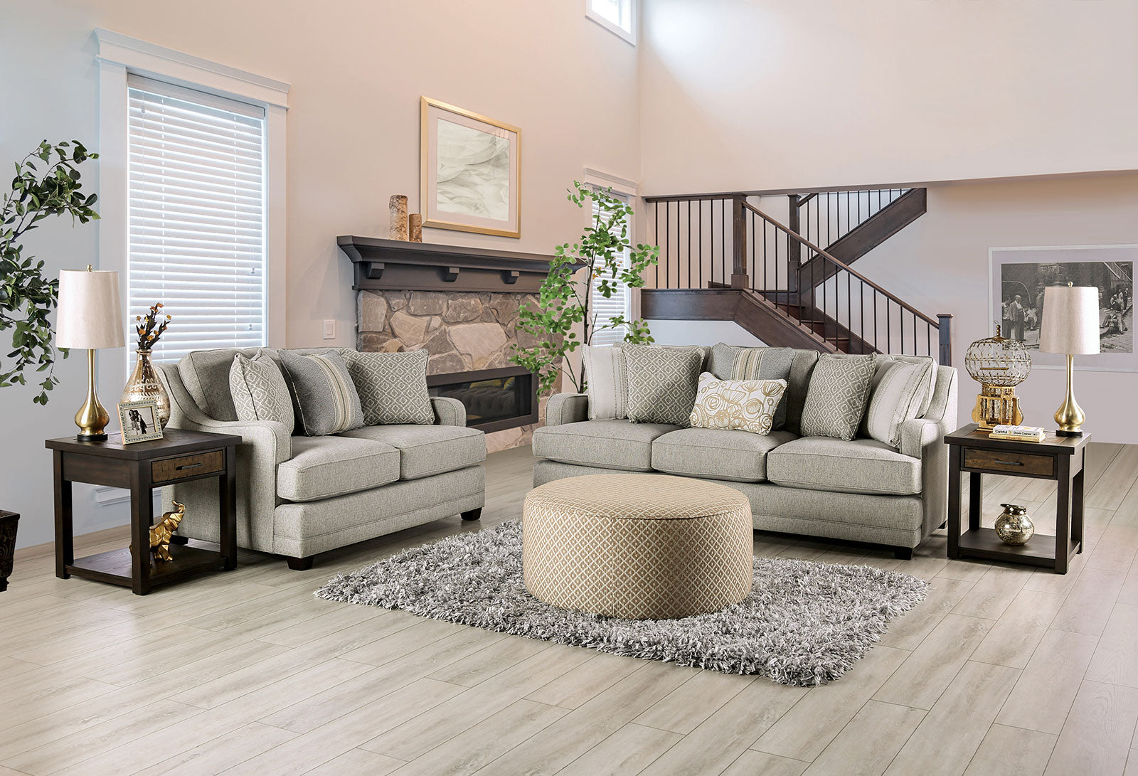 STEPHNEY - Loveseat, Gray/Gold - SM8193-LV
