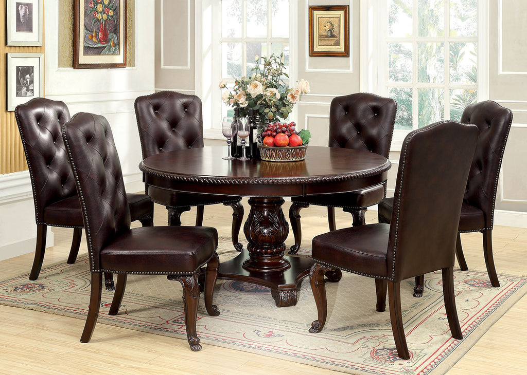 BELLAGIO - Table + 4 Leatherette Chairs - CM3319RT-5PC-LEATHER