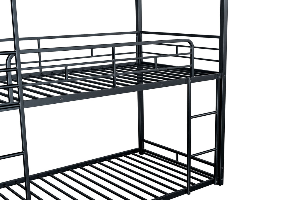 FELGU - Triple Twin Metal Bunk Bed, Black - FM-BK909BK-T-BED