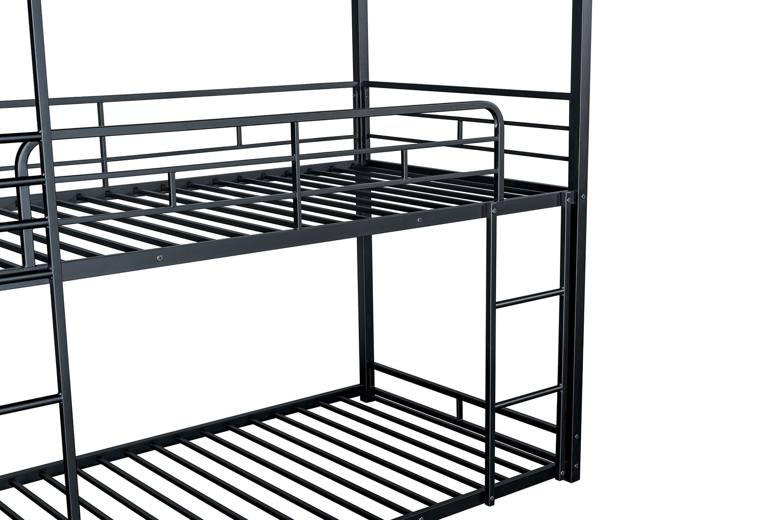 FELGU - Triple Twin Metal Bunk Bed, Black - FM-BK909BK-T-BED