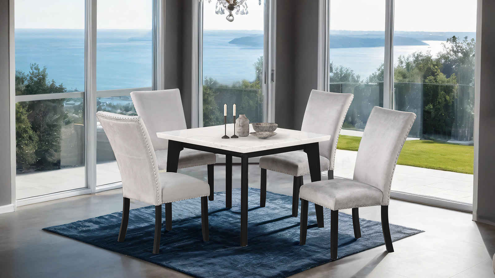 SABRO - 5 Pc. Square Dining Table Set - FM3330BK-ST-5PC