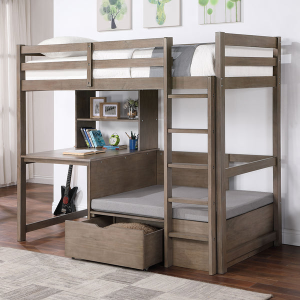 CALLISTUS - Twin/Workstation Loft Bed - CM-BK828GY-BED