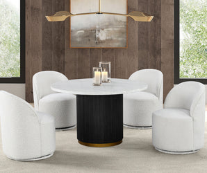 VARDE - 5 Pc. Round Dining Set - FM3431WH-RT-5PC-01WH