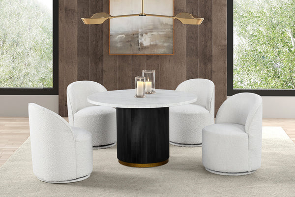 VARDE - 5 Pc. Round Dining Set - FM3431WH-RT-5PC-01WH