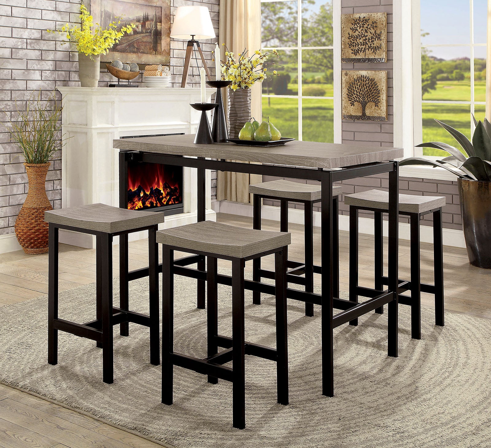 VILVOORDE - 5 Pc. Counter Ht. Table Set - CM3454PT-5PK